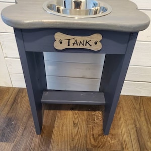 Personalized wood X-Large Single Dog Feeder