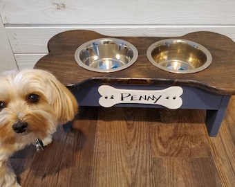 Personalized wood Medium Dog Feeder