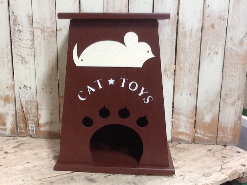 Personalized Wood Cat Toy Box image 5