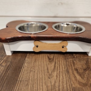 Personalized Small wooden dog feeder image 4