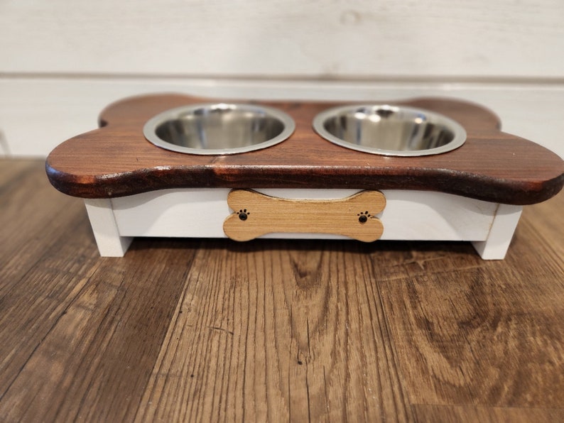 Personalized Small wooden dog feeder image 4