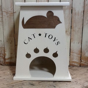 Personalized Wood Cat Toy Box image 4