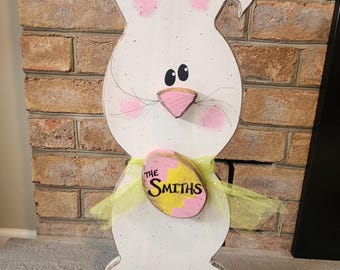 personalized wooden easter bunny decoration