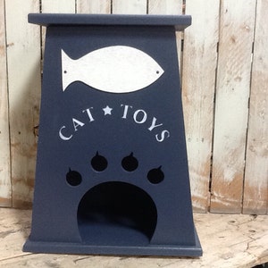 Personalized Wood Cat Toy Box image 3