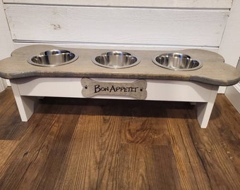 Personalized Triple medium bowl dog feeder