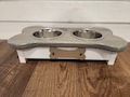 Personalized Small wooden dog feeder
