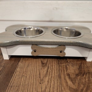 Personalized Small wooden dog feeder image 1