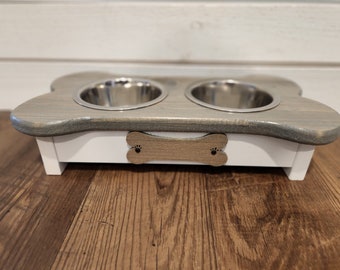 Personalized Small wooden dog feeder