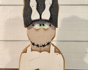 wooden halloween bride of frankenstein shelf sitter