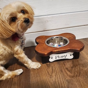 Personalized wooden Small Single Bowl Dog Feeder