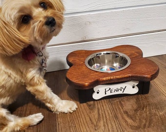 Personalized wooden Small Single Bowl Dog Feeder
