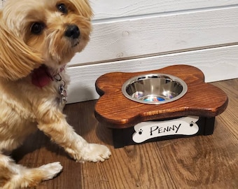 Personalized wooden Small Single Bowl Dog Feeder