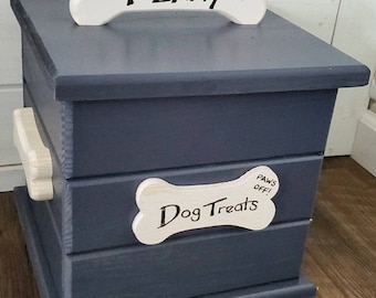 Personalized wooden Dog Treat Box