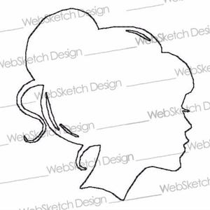 Machine Embroidery Design Silhouette Girl with Bun immediate Download image 3