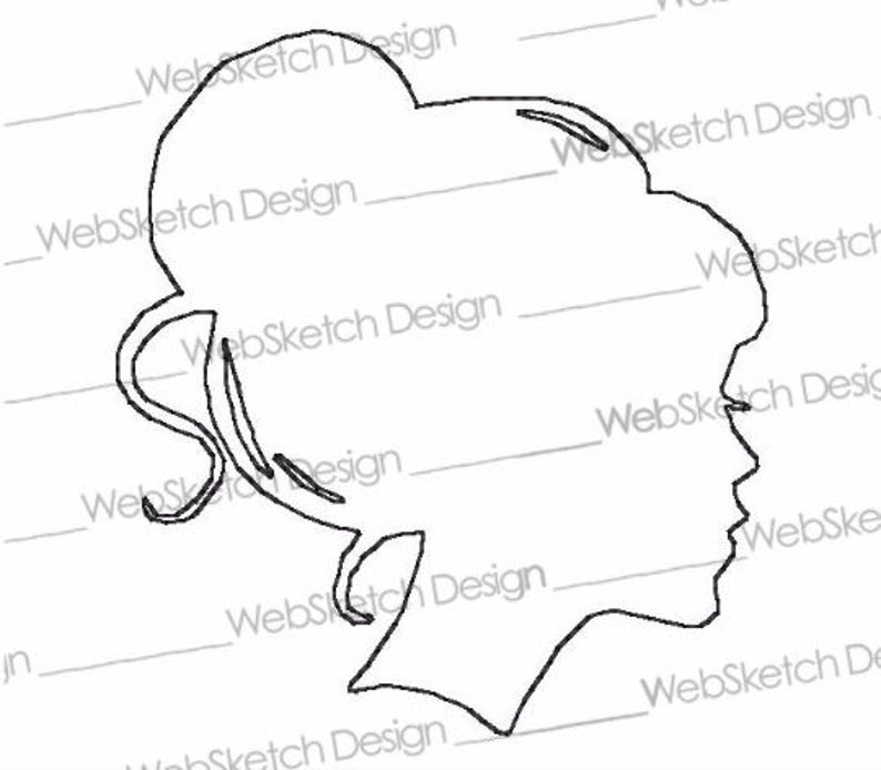 Machine Embroidery Design Silhouette Girl with Bun immediate Download image 3