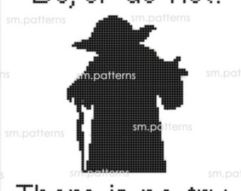 Star Wars-Yoda "tun oder nicht tun. Es gibt Nr. versuchen"- Cross Stitch Muster sofort zum Download