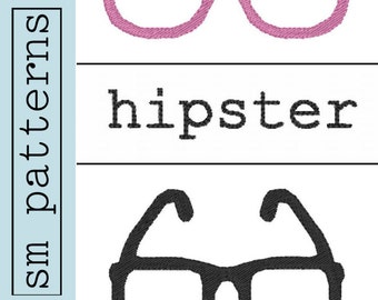 Maschine Stickerei Design - Hipster Gläser Pack - sofort zum Download