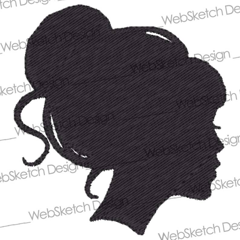 Machine Embroidery Design Silhouette Girl with Bun immediate Download image 1