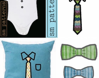 Machine Embroidery Design - Small Long Tie and Bow Tie Pack