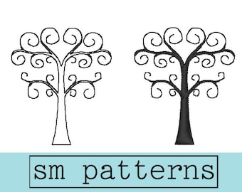 Machine Embroidery Design - Swirly Tree Set