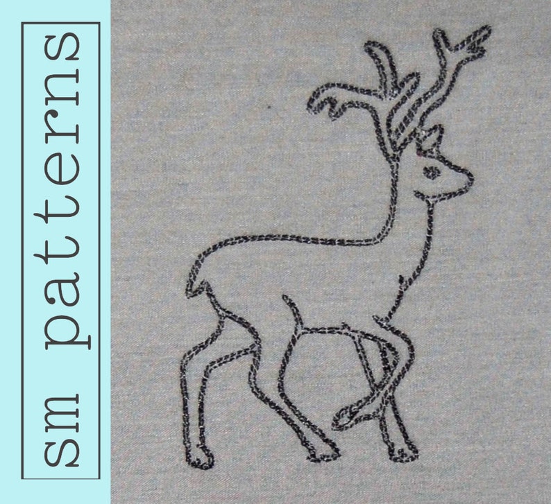 Machine Embroidery Design Deer Outline Immediate Download image 1