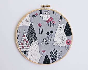 Embroidery Hoop // Girls Bedroom Decor // Wall Art // Woodland Theme // 185mm