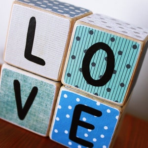 木製ブロック、LOVEブロック、4個セット