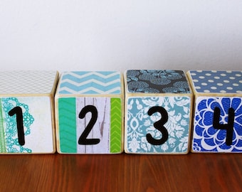 Wood Blocks, Set of 4, Gender Neutral Number Blocks