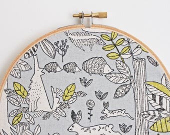 Embroidery Hoop Wall Art // Woodland // Forest // 16cm