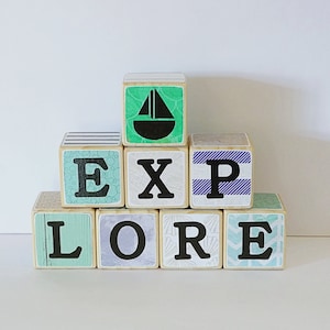 EXPLORE // Wooden Blocks // Sail Boat // Set of 8 image 1