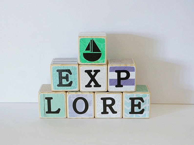 EXPLORE // Wooden Blocks // Sail Boat // Set of 8 image 1