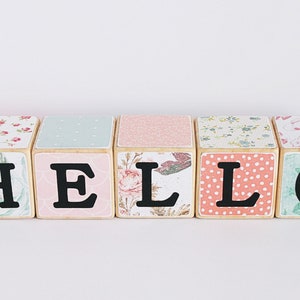 HELLO Blocks // Girls Wooden Blocks // Set of 5 image 2