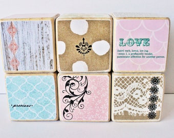 Girls Wooden Blocks // Set of 6 // Girls Present // LOVE