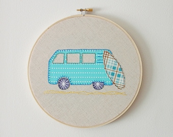 Embroidery Hoop // Combi Van // Beach // 21cm