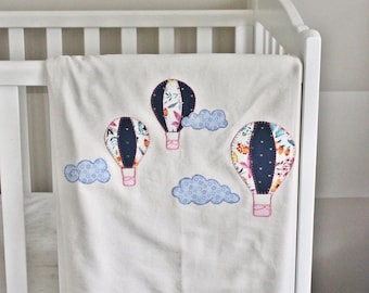 Hot Air Balloon Blanket // Baby Girl Blanket // Cot Blanket // Crib Blanket // 114cm x 83cm // 45in x 33in