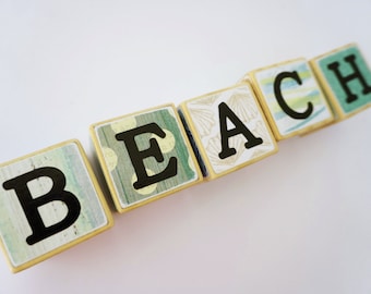 BEACH // Beach Blocks // Wooden Blocks // Holiday House Decor // Seaside Theme