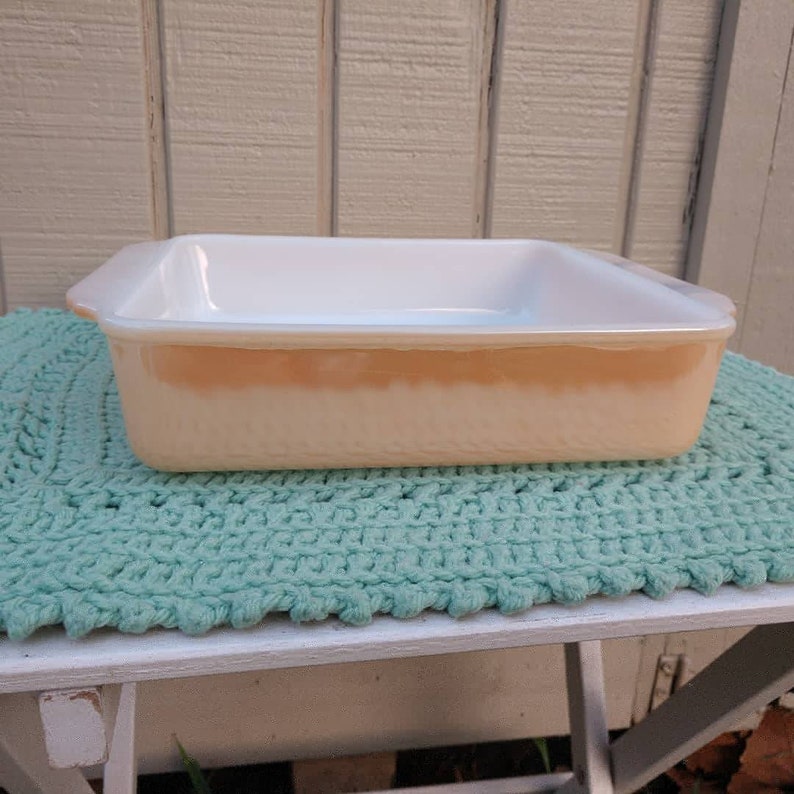 Fire King Peach Luster Square Baking Dish