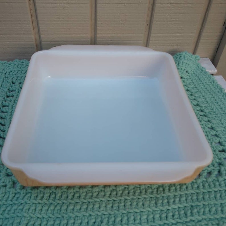 Fire King Peach Luster Square Baking Dish