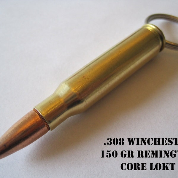 Replica .308 Winchester Bullet Keychain with Remington Core-Lokt Bullet