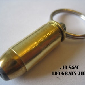 Replica .40 Smith & Wesson Bullet Keychain With HSM 180 Grain Jacketed Hollowpoint image 1