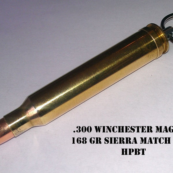 Replica .300 Winchester Magnum Bullet Keychain with Sierra Match King SMK bullet