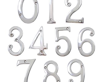 Modern Curvy Serif 4 Inch Brass House Number for Address Plaque, Mailbox, and Metal Signage - NO-BR2271-100 from RCH Hardware