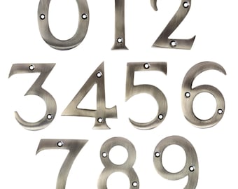 Modern Serif 3 Inch Brass House Number for Address Plaque, Mailbox, and Metal Signage - NO-BR2270-75 from RCH Hardware