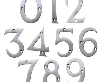 Modern 4 Inch Brass House Number for Address Plaque, Mailbox, and Metal Signage - NO-BR2270-100 from RCH Hardware