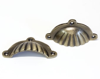 Vintage Sea Shell Iron Cup Pull for Drawers and Cabinets (10 Pack) - PL-IR8357 from RCH Hardware