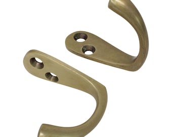 Decorative 1.6 Inch Brass Graze Wall Hook for Hats, Coats, and Robes (2 Pack) - HK-BR2552 from RCH Hardware