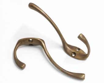 Decorative Standard 2.4 Inch Brass Sleek Wall Hook for Hats, Coats, and Robes - HK-BR2564-60 from RCH Hardware