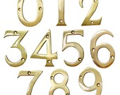 Modern 3 Inch Brass House Number for Address Plaque, Mailbox, and Metal Signage - NO-BR2270-75 from RCH Hardware