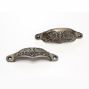 Vintage Spanish Iron Cup Pull for Drawers and Cabinets (10 Pack) - PL-IR8350 from RCH Hardware