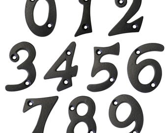 Vintage Traditional Serif, Untextured 2 Inch Iron House Number for Address Plaque, Mailbox, and Metal Signage - NO-IR530-50